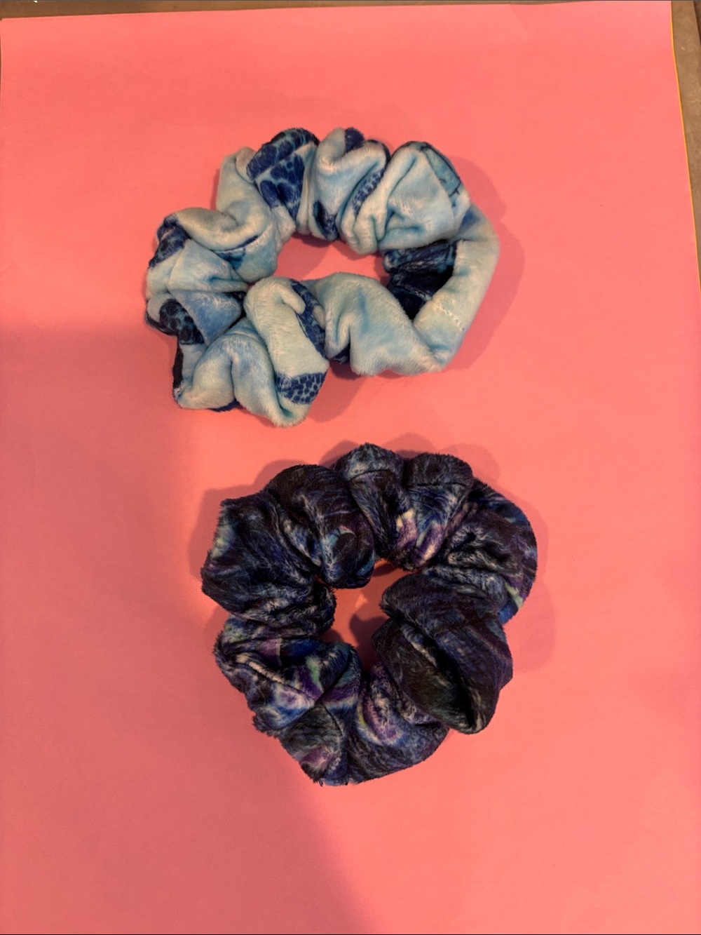 Kids Blue Patterned Hair Scrunchie Set - 2 Pack